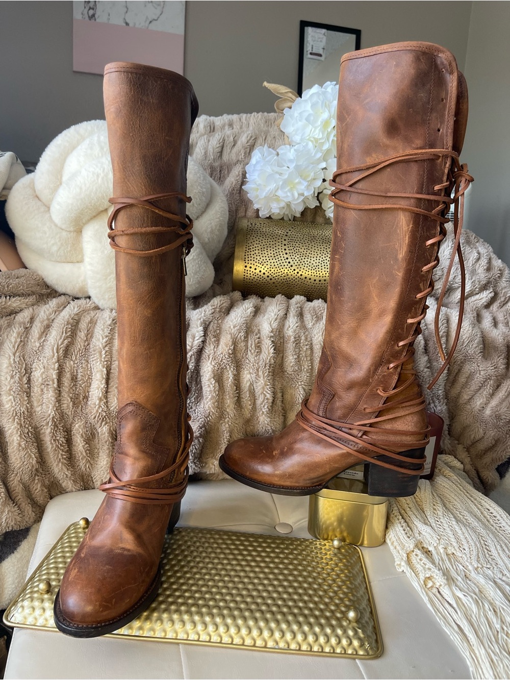 Freebird by Steven "Coal" Tall Leather Boot In Cognac Colorway